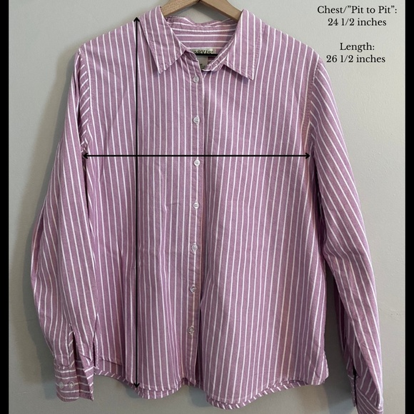 100% Cotton Orvis Lavender Striped Button Down Top SIZE 18 - Picture 6 of 6